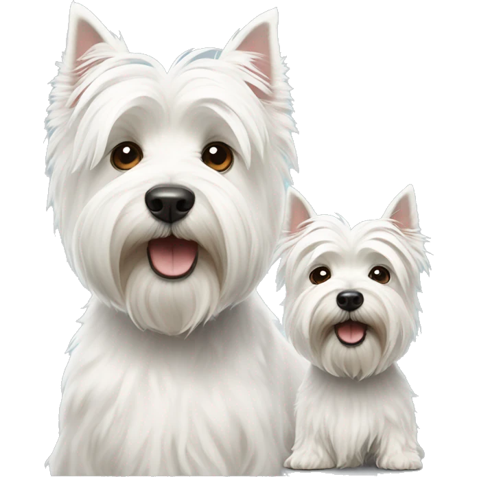 Two white highland terriers of different sizes emoji
