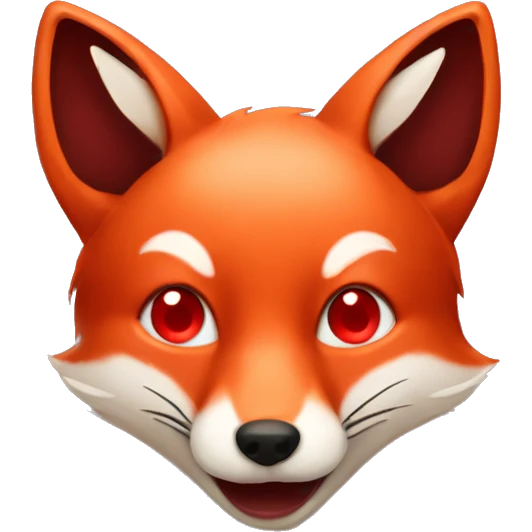 dark red fox face with tiny red heart instead of eyes emoji