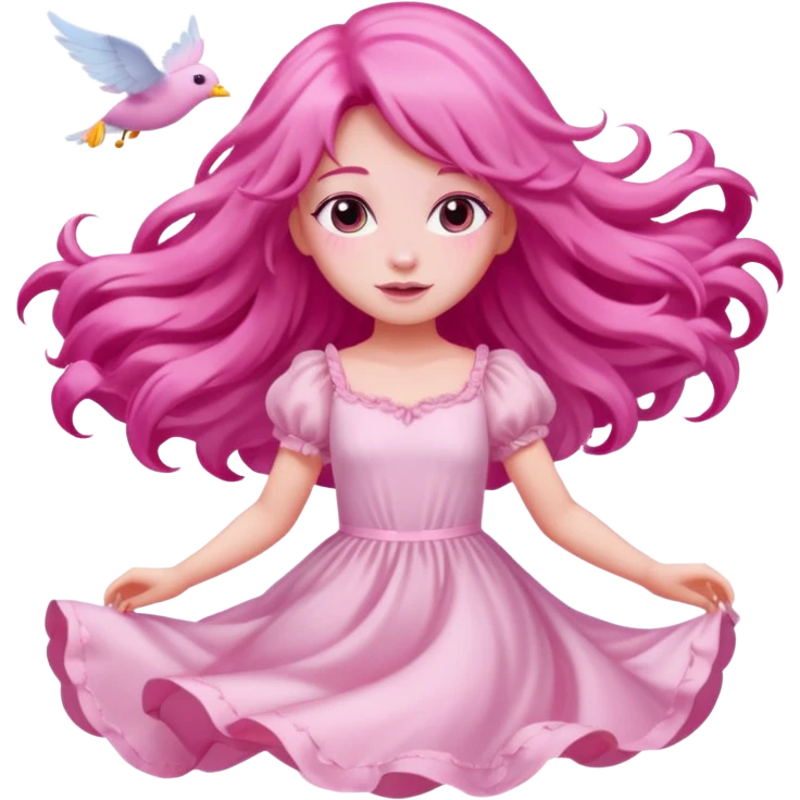 Pink dreamy sky with an flying pink girl in the sky emoji