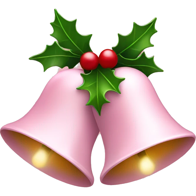Light pink Christmas bells with Holly emoji