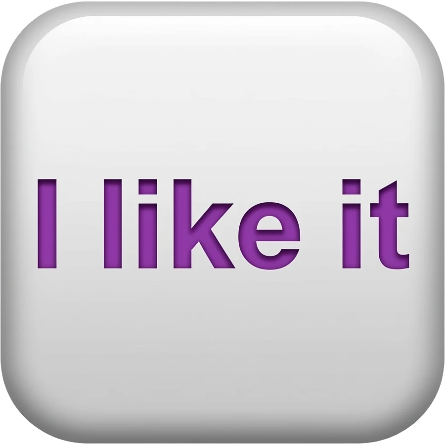 text emoji, saying "I like it" written in purple, just the text in purple emoji