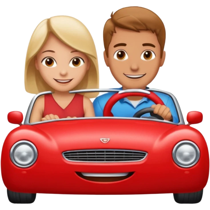Men drives to her lovely girl in car of love emoji