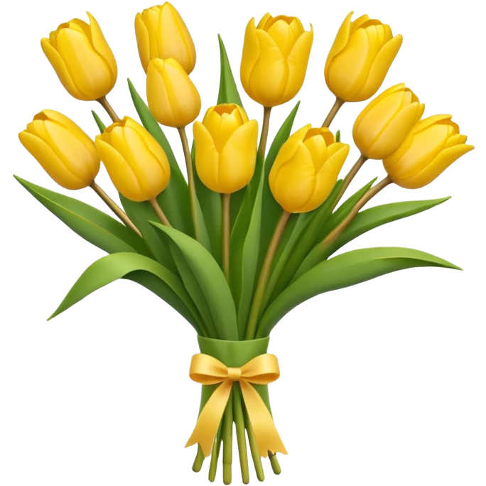 bouquet of yellow tulips, simple and cheerful, emoji style emoji