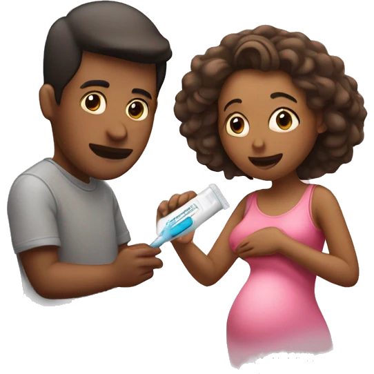 couple looking at pregnancy test emoji