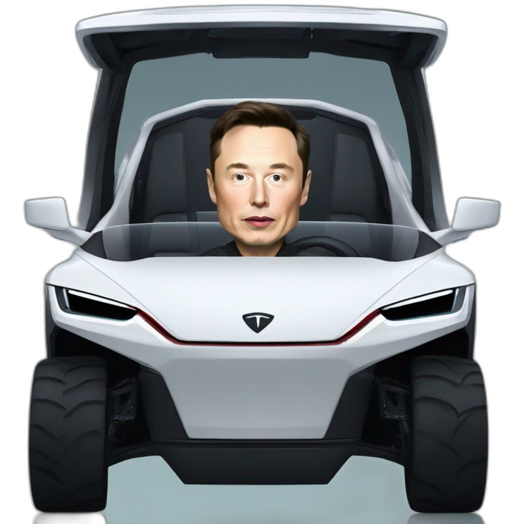 Elon musk riding in a Tesla cyber truck  emoji