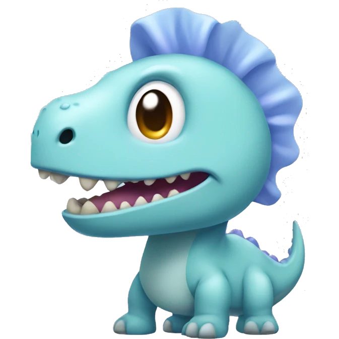 A light purple dinosaur with a light blue bow on head emoji