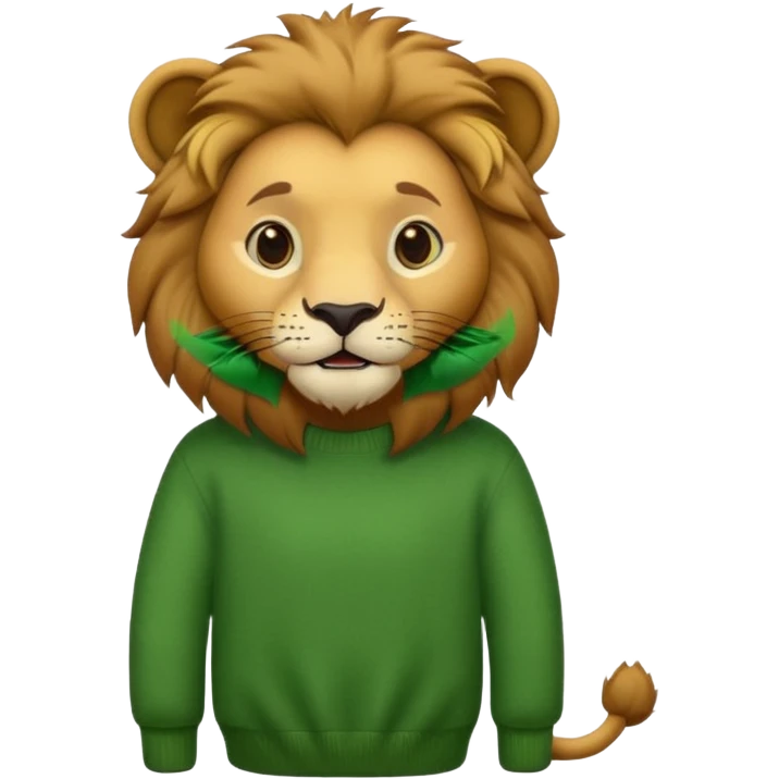 lion wearing green jumper emoji