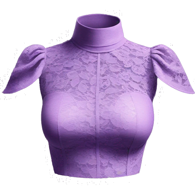 Realistic isolated royal purple high neck shoulder cut out lace blouse. emoji