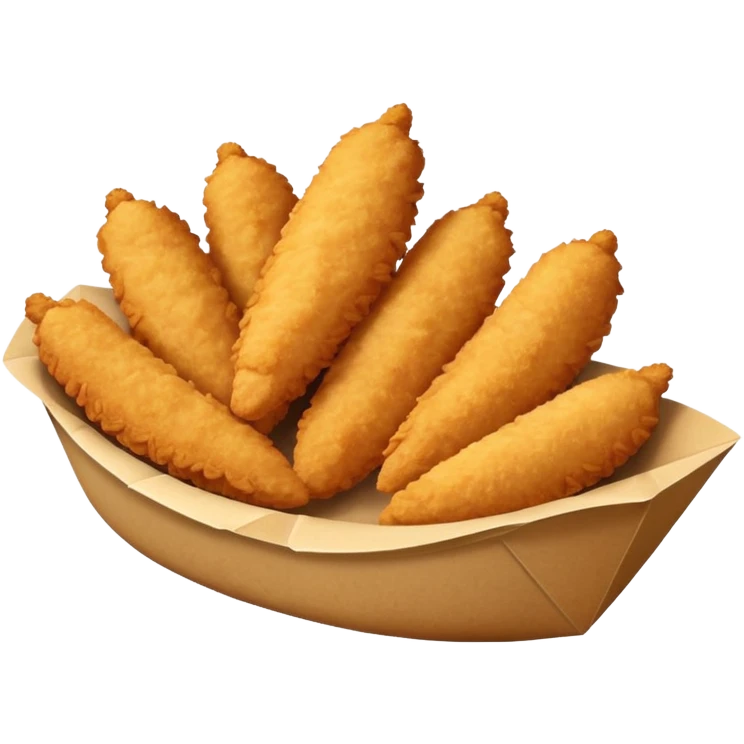 5 breaded chicken tenders in a paper food boat  emoji