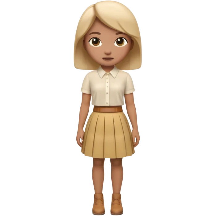 A 3D cartoon outfit with a blouse and skirt arranged together, clean background, natural light, realistic Memoji-style look. Negative : Characters. emoji