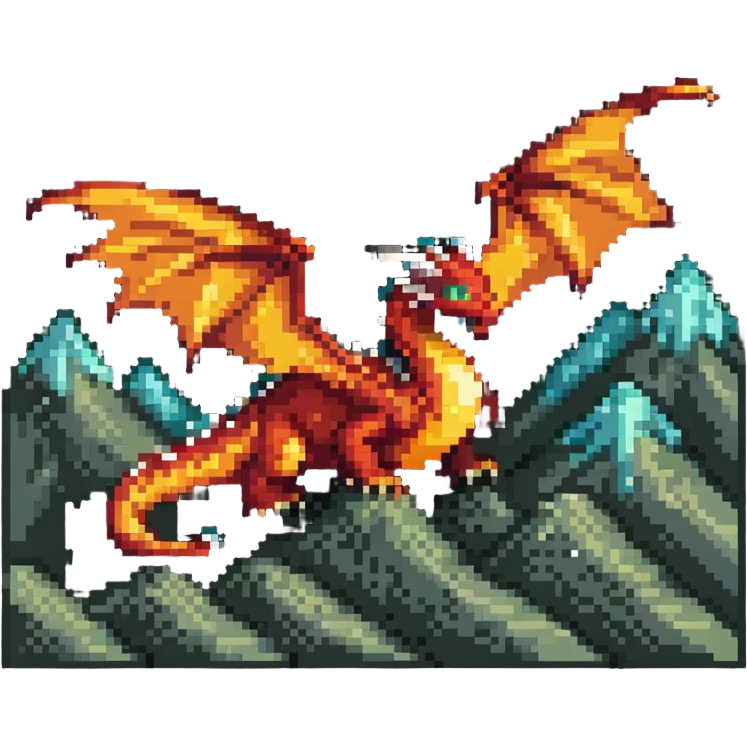 dragon flying over mountains breathing fire emoji