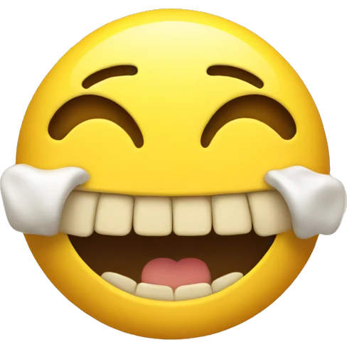 Smiling emoji with yellow bone in its mouth  emoji