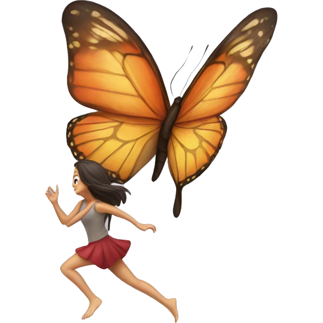 A butterfly chasing a gurl emoji
