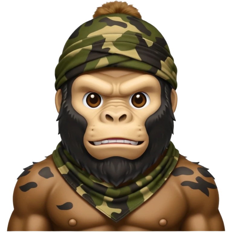 King Kong  emojie wearing a camouflage bandana emoji