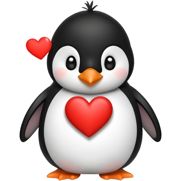 penguin with hearts emoji