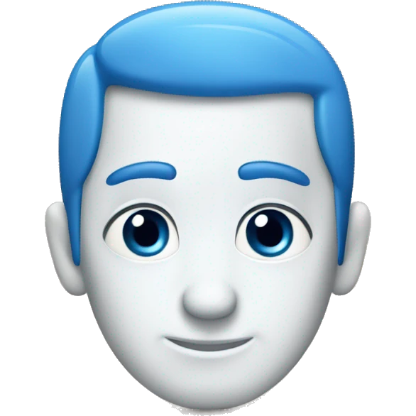 Un baldón francés con los ojos azules y piel color crema emoji