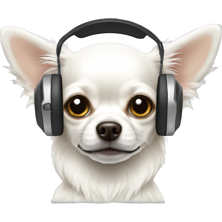 white long hair chihuahua headset emoji