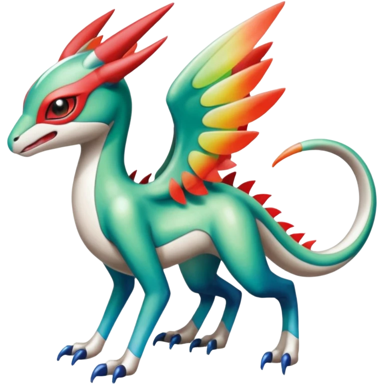 Shiny Colorful Meloetta-Flygon-Latias-Koraidon-Peppercat-Wargreymon-Protogen-Fakémon-fusion-hybrid-creature emoji