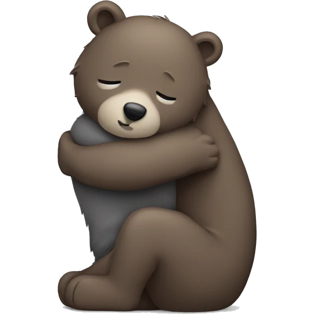 brown bear hugs gray cat emoji