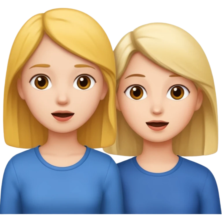two girls practice speaking emoji