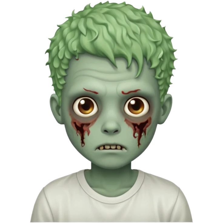 zombie boy with curly fade hair and white shirt emoji emoji
