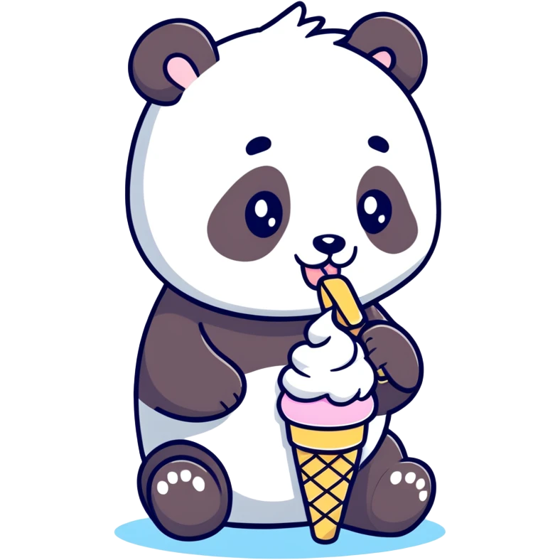 Panda eating ice cream emoji