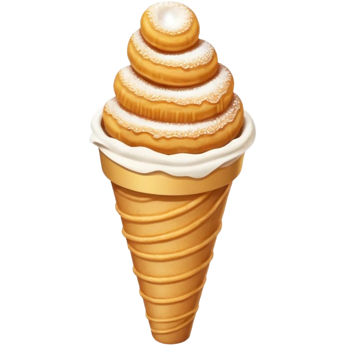 a pile of churros in a paper cone, golden and crispy emoji