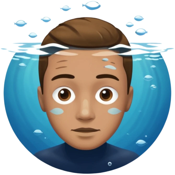 Underwater man swimming face emoji