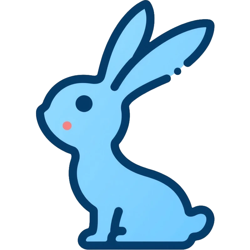 blue minimalist easter bunny, simple clean lines emoji