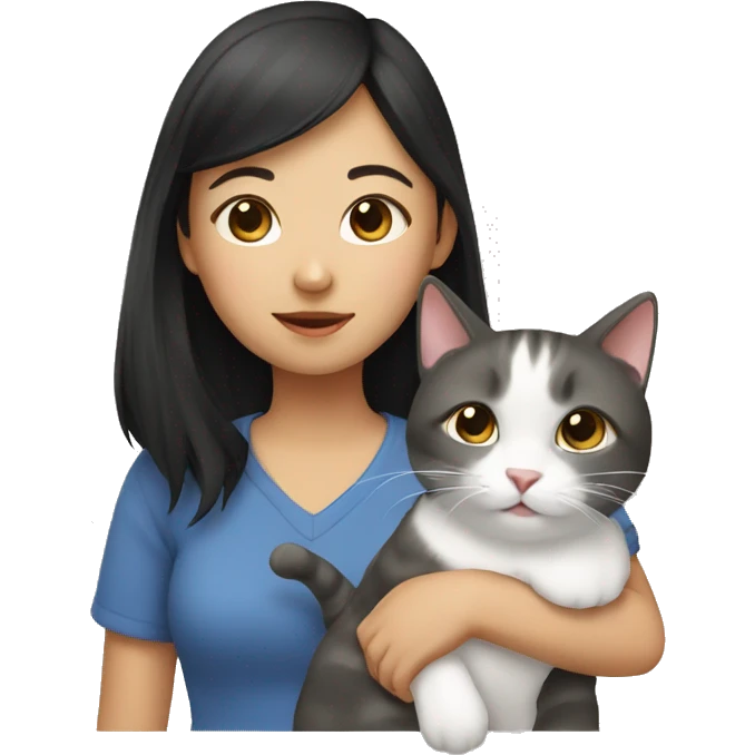 Asian Girl with cat emoji