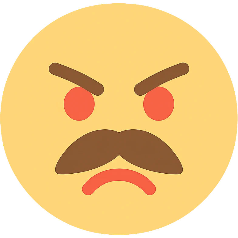 angry face with mustache color icon emoji