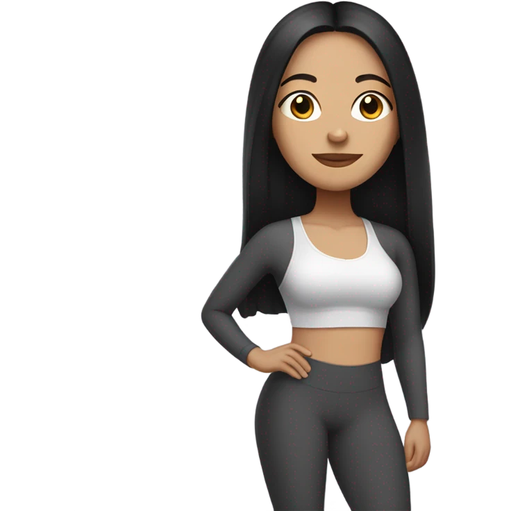 lightskin latin woman with straight long black hair wearing a yoga outfit  emoji