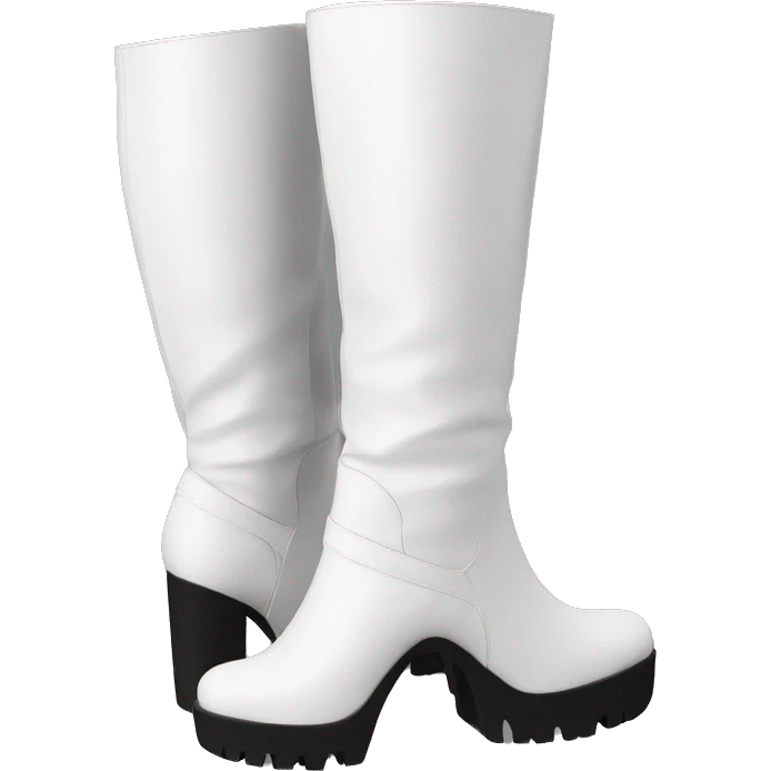 white knee high chunky heel boots emoji