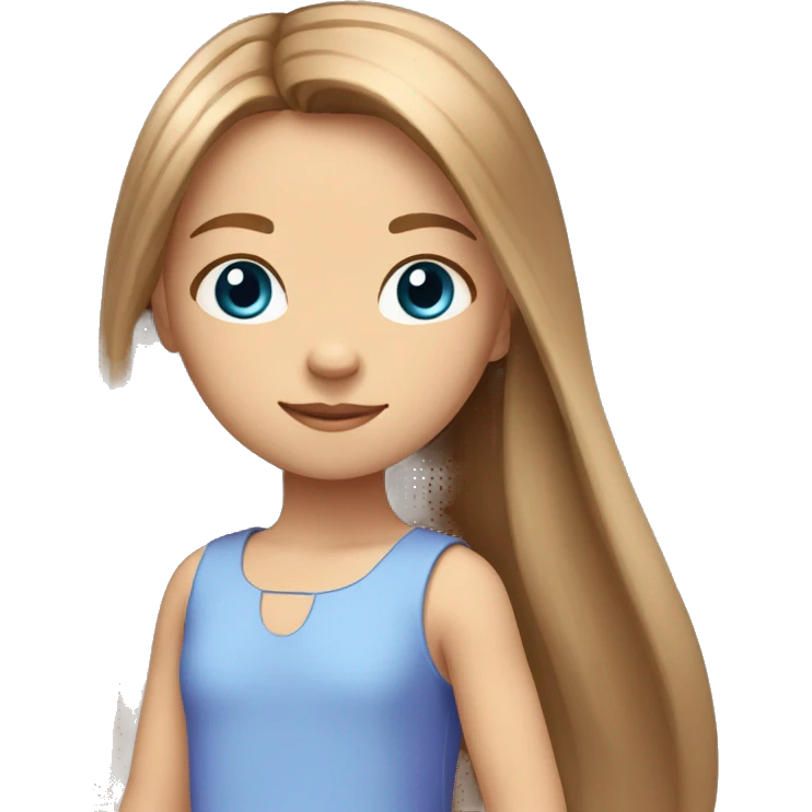 Little girl, Light-brown long straight hair, blue eyes, Light-purple dress  emoji