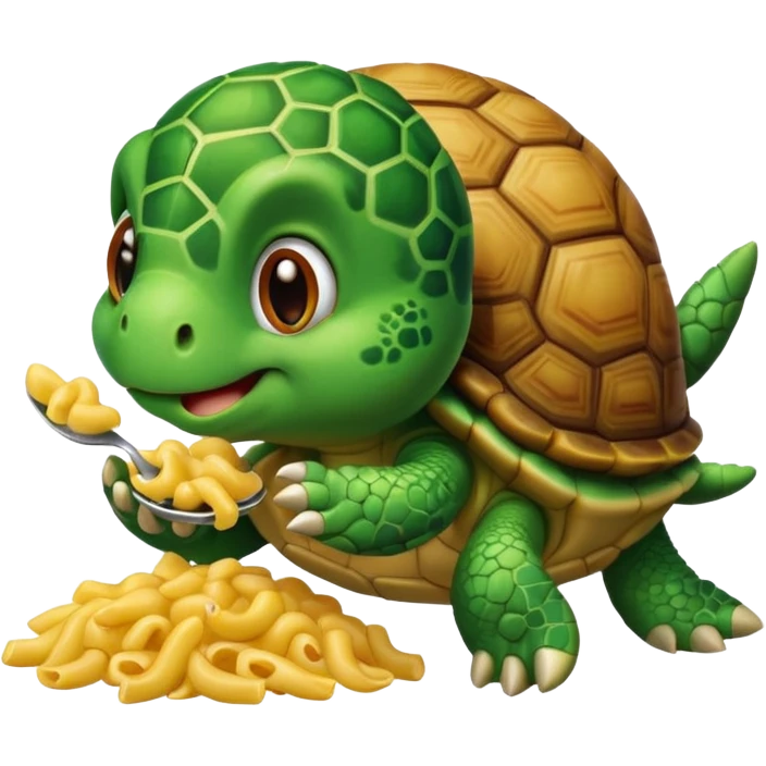 Macaroni with a cute turtle eating it emoji
