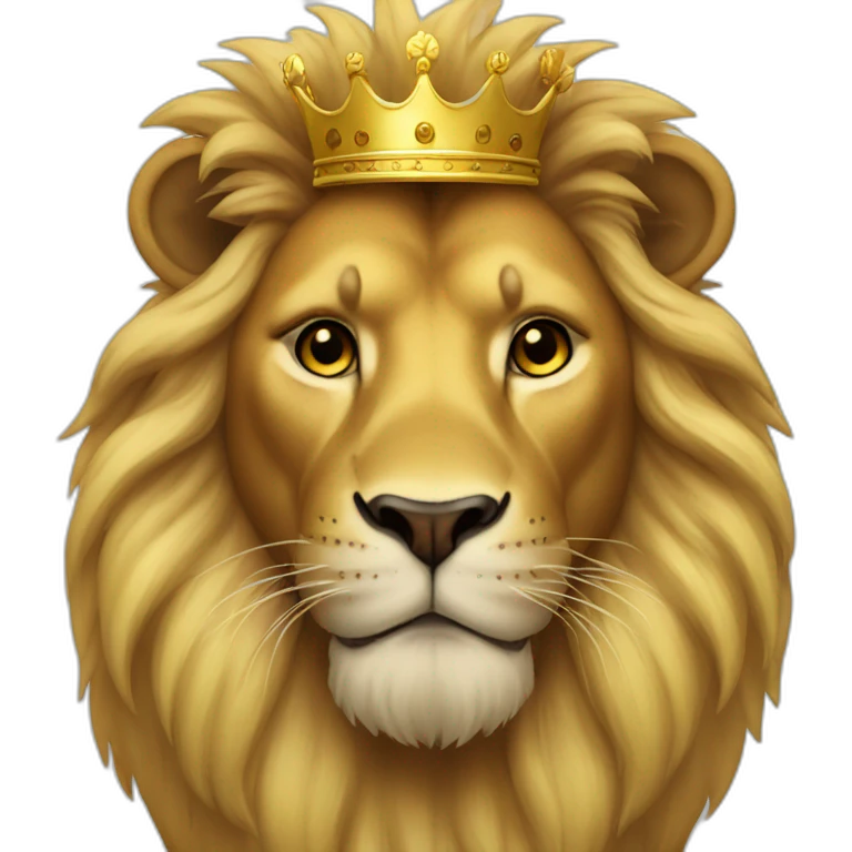 lion, brown face, yellow hair, with a golden crown emoji