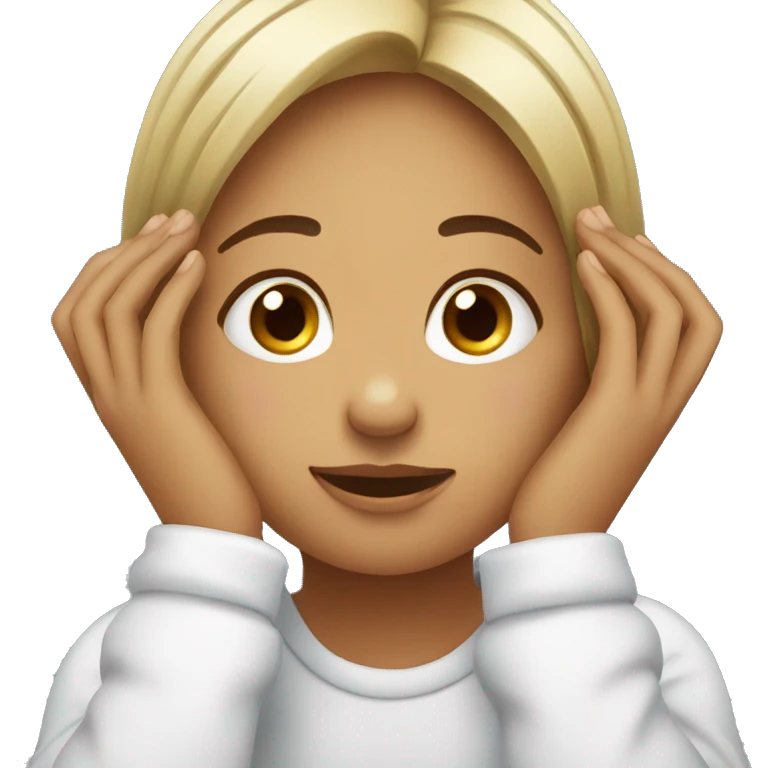 girl with two lying down hands underneath her chin emoji