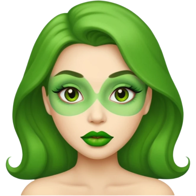 woman with green colored ips emoji