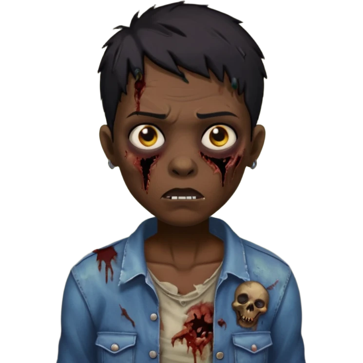 Uma zumbi de cabelo preto e curto emoji