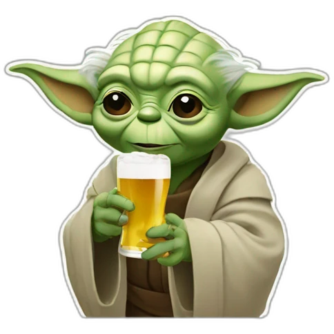Yoda drinking beer emoji