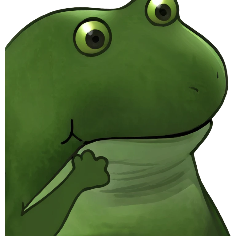 green bufo frog holding a tiny flag emoji