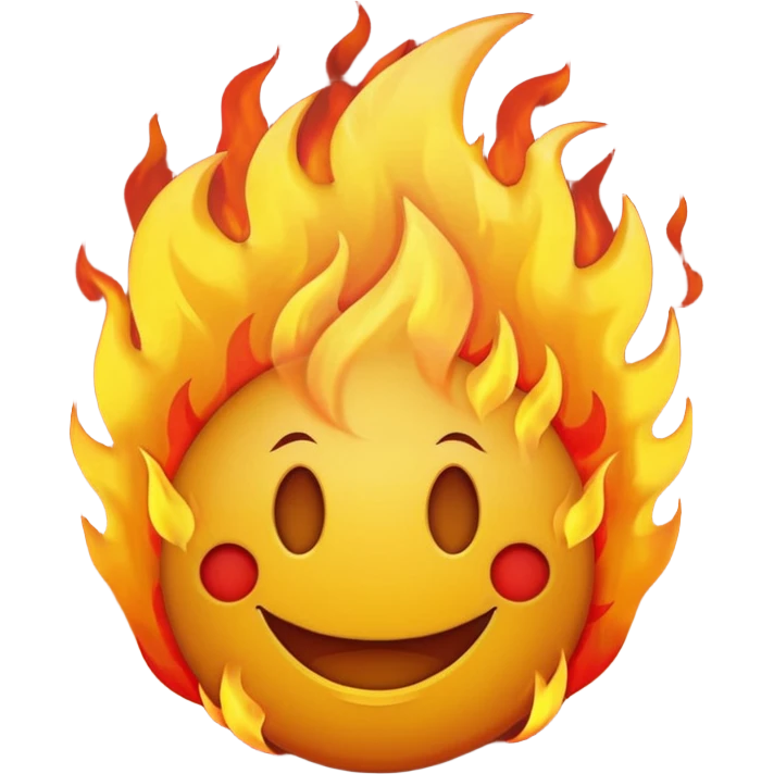🙂🔥 cobine the two put the fire on topp of the head nothing more nothing less, stop with the ai don’t make it look like a person make it look like an yellow smiley face emoji