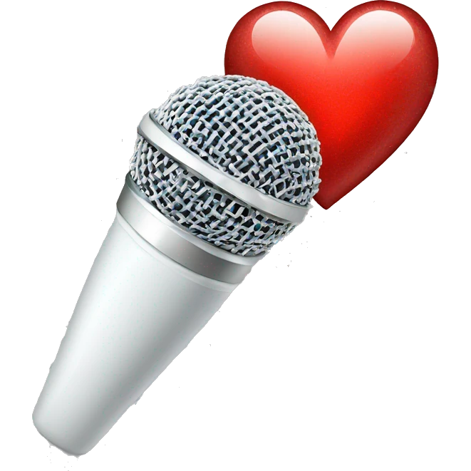 white sparkly microphone with red heart emoji