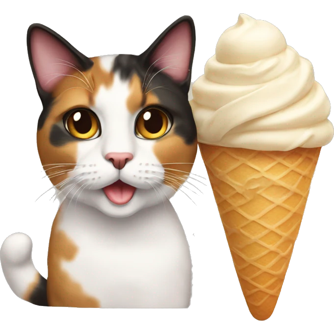 Icecream with calico cat emoji