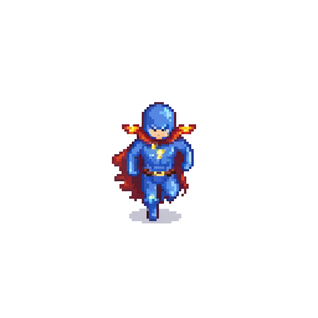 round superhuman icon with lightning speed, fast hero running emoji