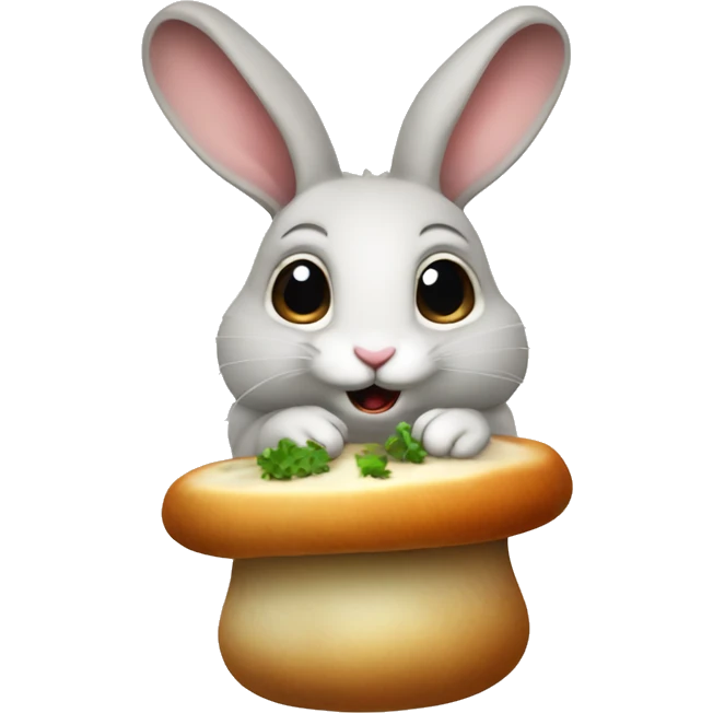 Cute rabbit eats mushrooms  emoji