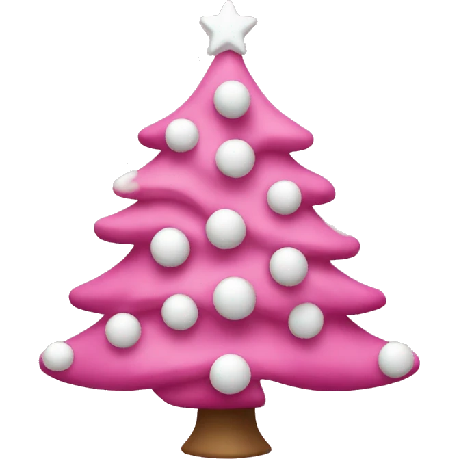 Pink christmas tree with white decorations emoji
