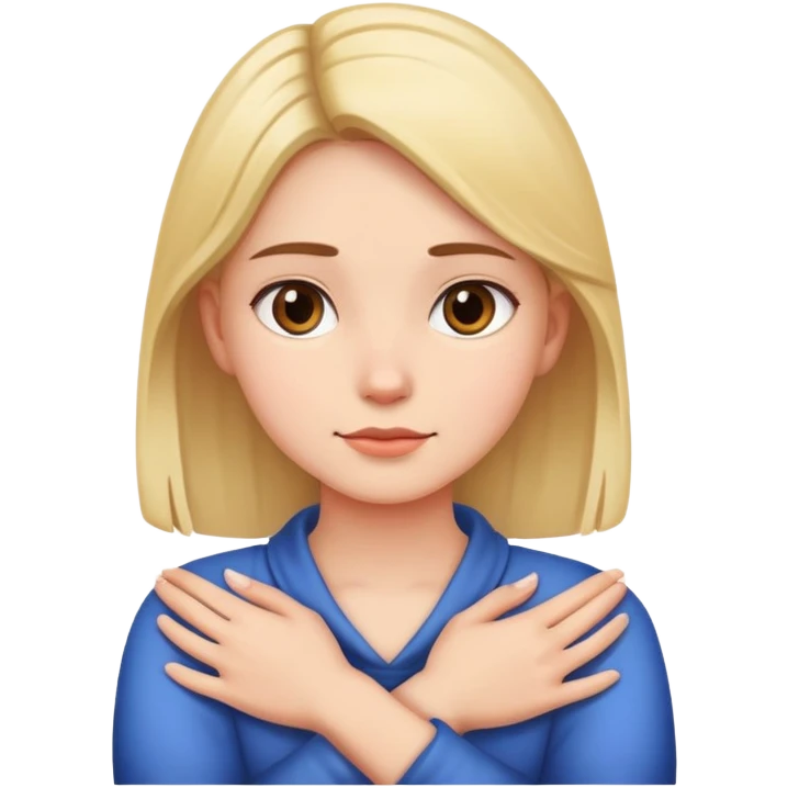 A girl with her hands crossed around her neck  emoji