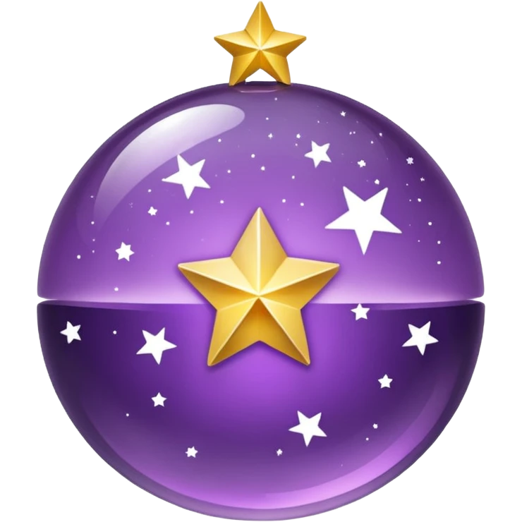 Bola de cristal roxa com estrela dourada brilhante dentro emoji