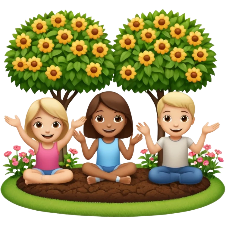 5 children playing in the garden emoji